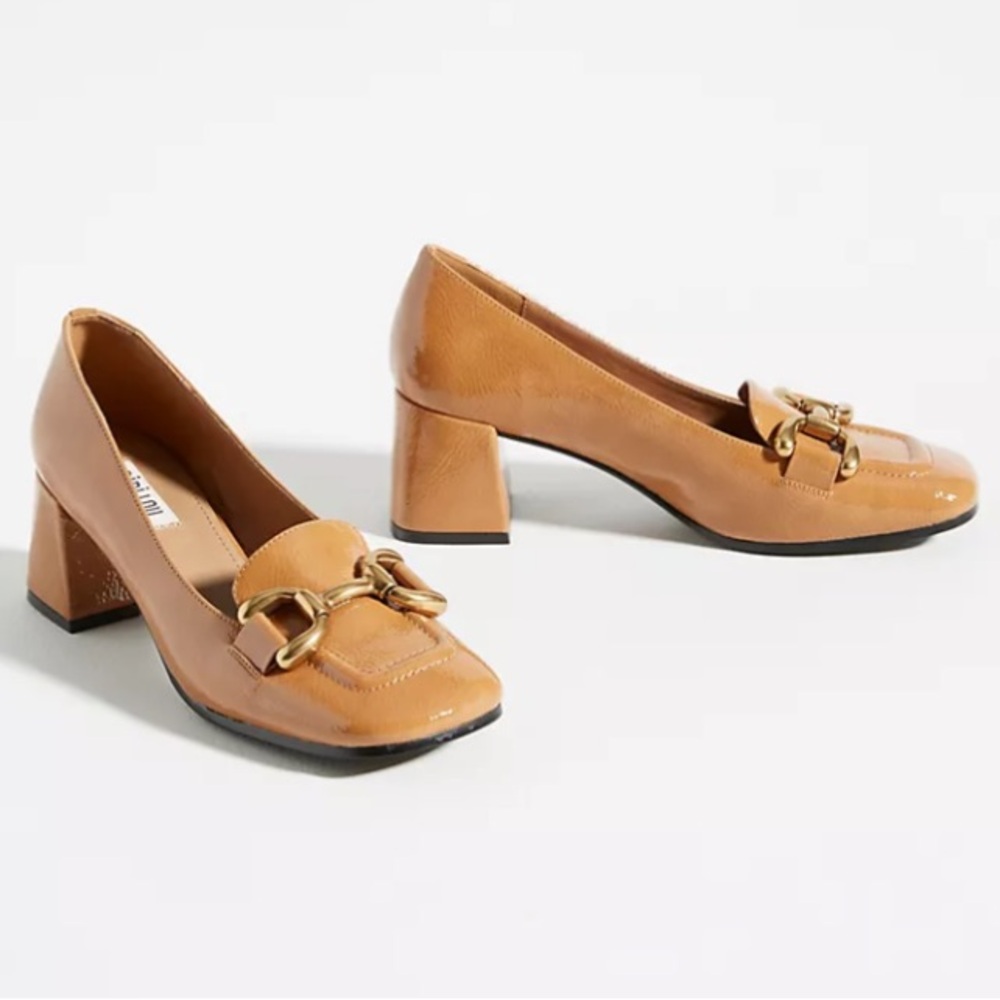 Bibi Lou Valencia Heels 8 Camel Patent